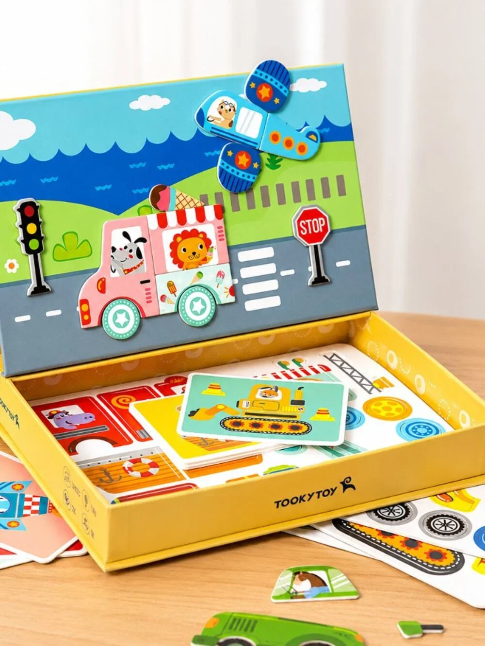 Montessori Magnetic Transportation Matching Toy Cars Trucks Kids Learning Game